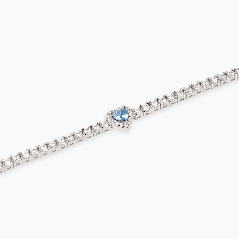 Pulsera Mabina de tenis con aguamarina sintética AMOR 534107