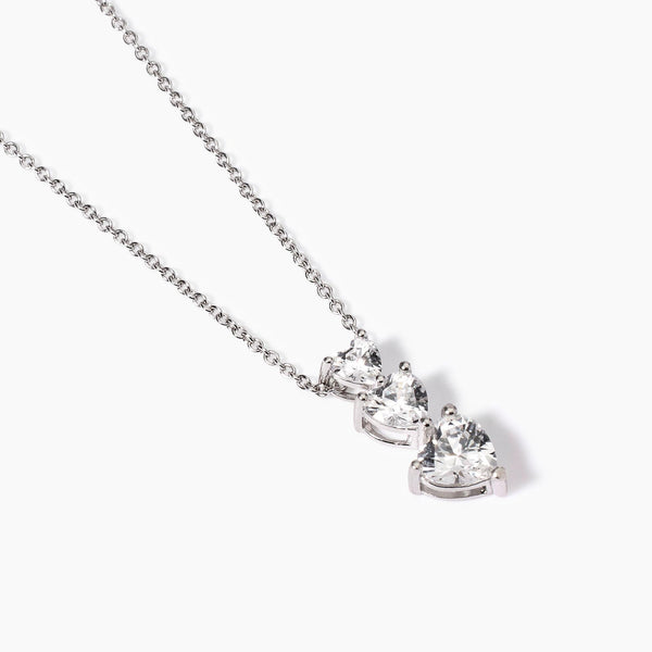 Collar Mabina de plata con circonitas de corazón Bonito 553743