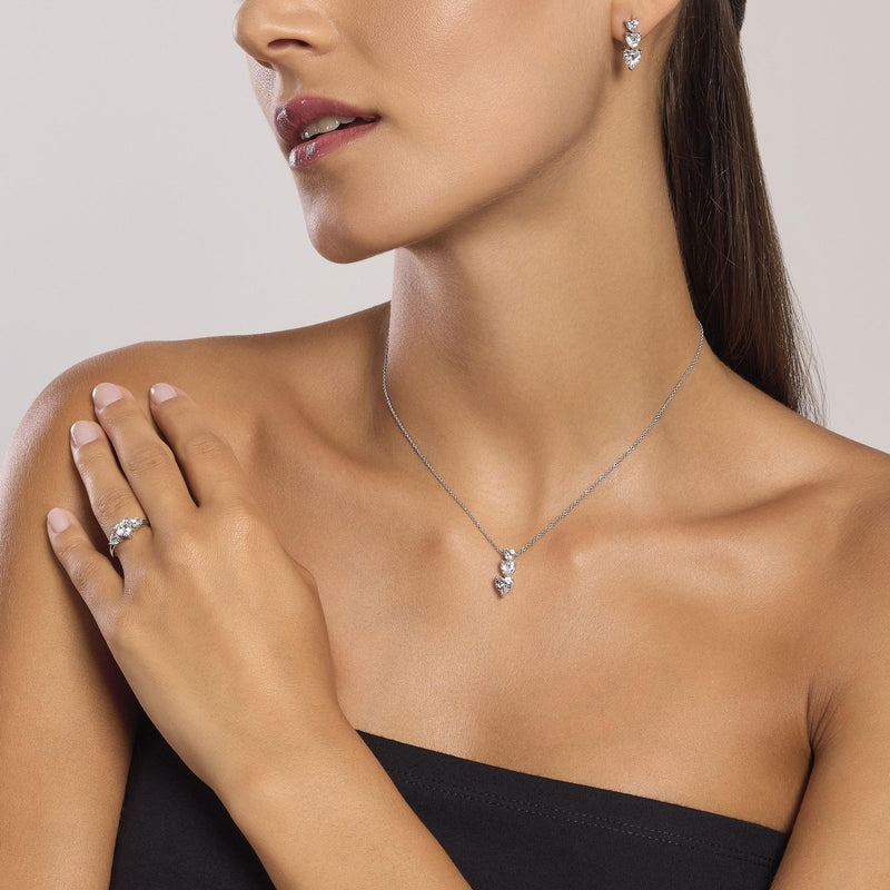 Collar Mabina de plata con circonitas de corazón Bonito 553743