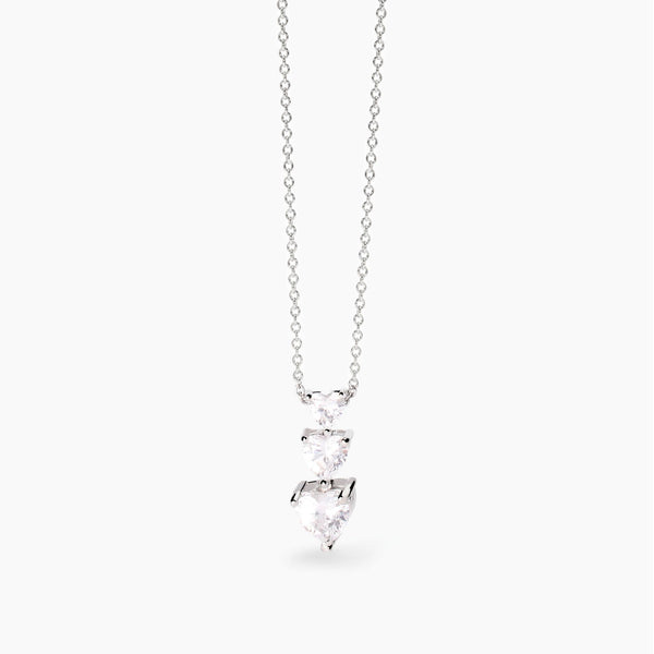 Collar Mabina de plata con circonitas de corazón Bonito 553743