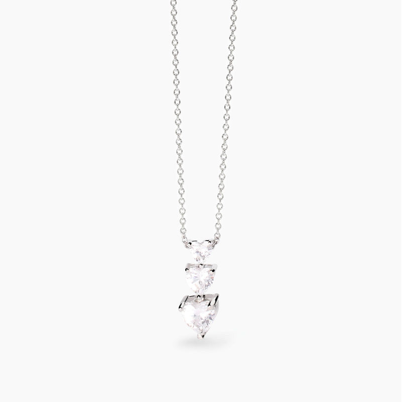 Collar Mabina de plata con circonitas de corazón Bonito 553743