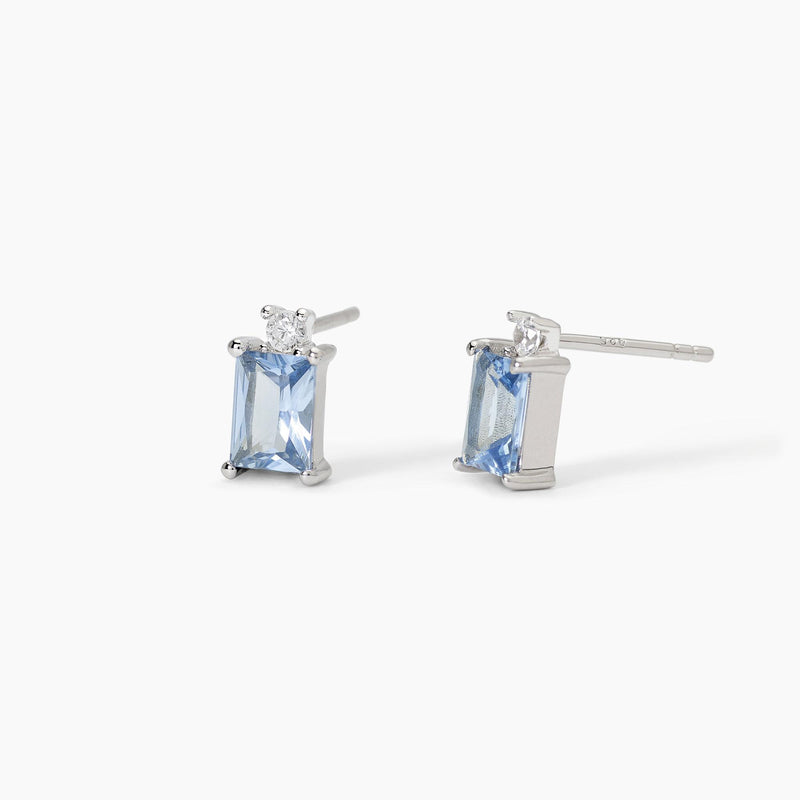 Pendientes Mabina de plata con aguamarina sintética talla princesa LATIDO 563718