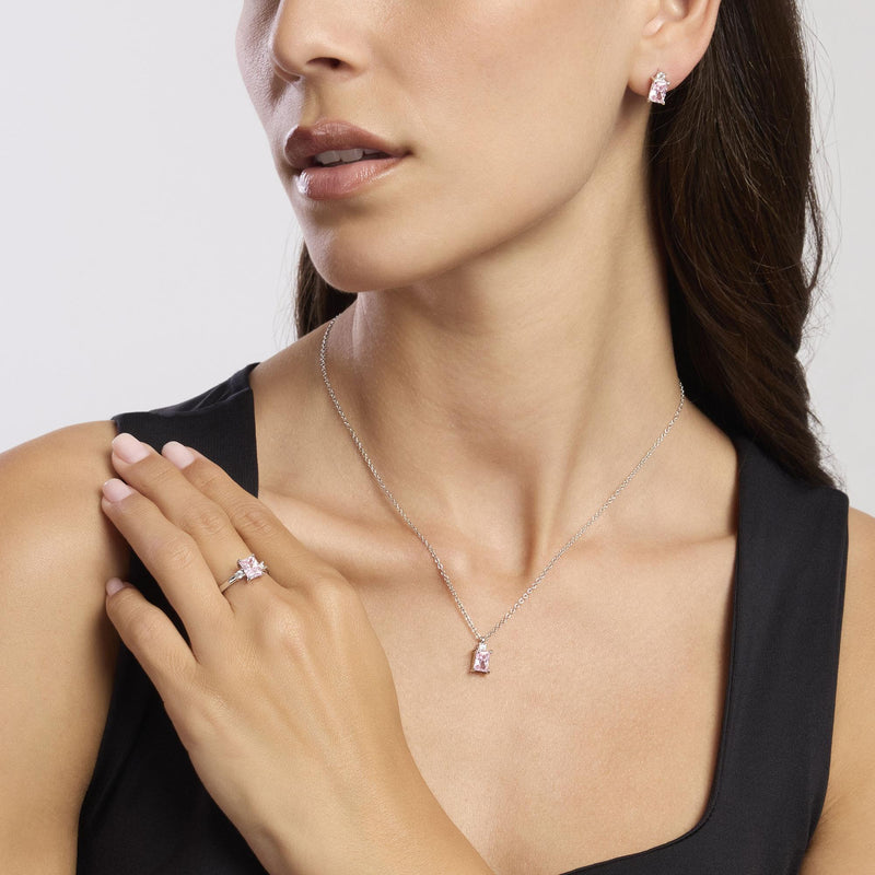Pendientes Mabina de plata con circonita rosa talla princesa LATIDO 563719