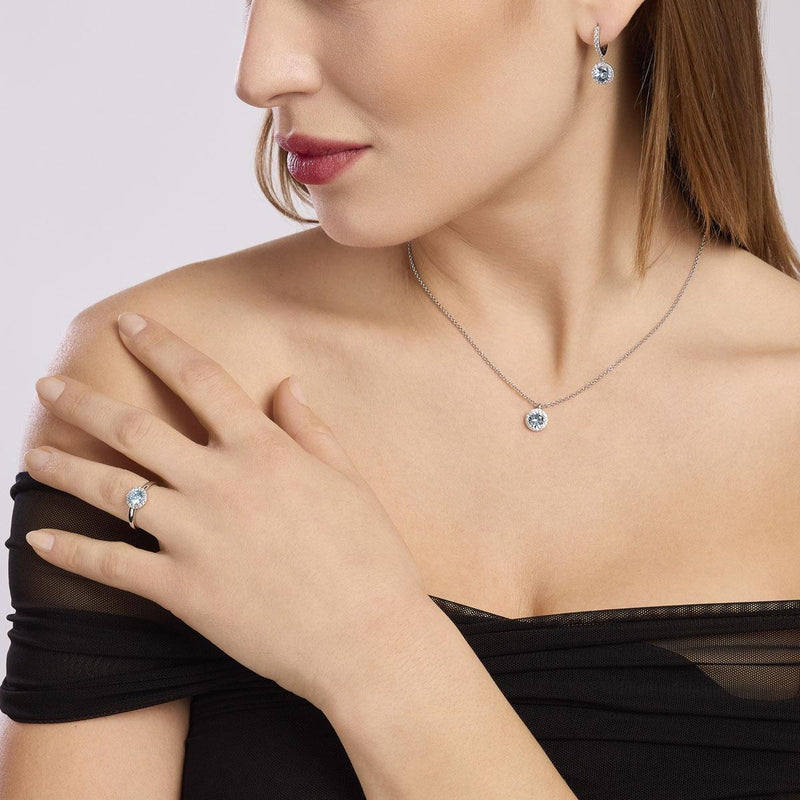 Pendientes colgantes Mabina de aguamarina sintética Reavivamiento 563787