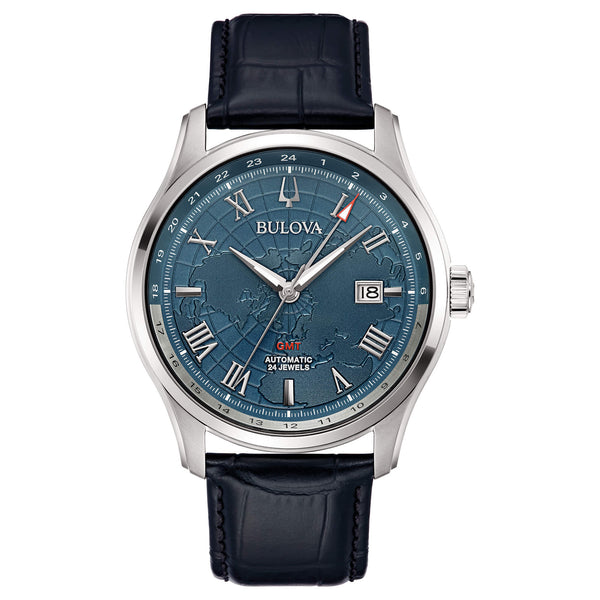Reloj Bulova Wilton GMT Hombre 96B385 Piel Negra
