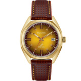 Reloj Bulova de hombre inspirado en el estilo vintage, con caja dorada y esfera color caramelo Jet Star Classic 97B214