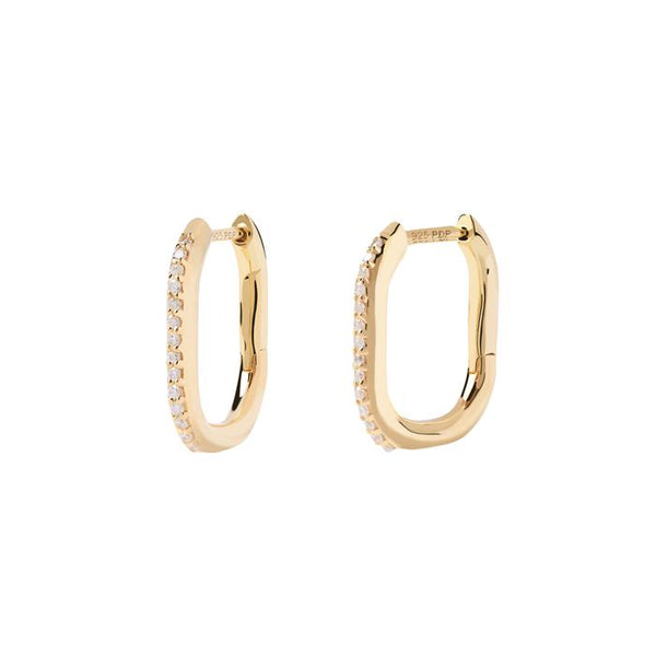 Pendientes PdPaola Spike Plata Baño Oro y Circonitas Blancas AR01-571-U