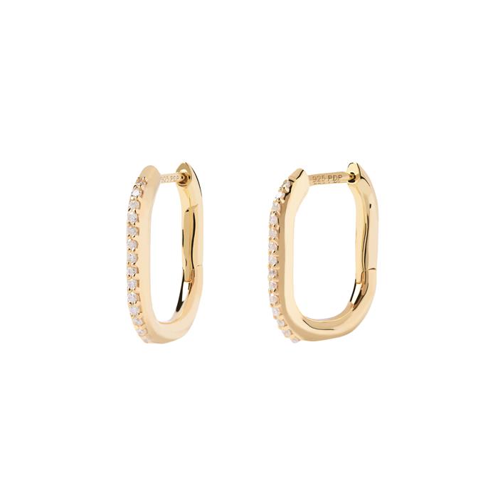Pendientes PdPaola Spike Plata Baño Oro y Circonitas Blancas AR01-571-U