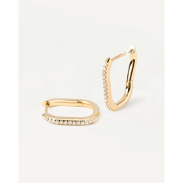 Pendientes PdPaola Spike Plata Baño Oro y Circonitas Blancas AR01-571-U