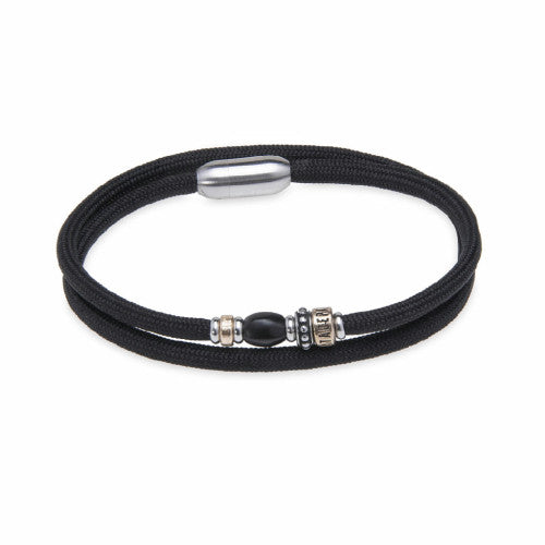 Pulsera doble Plata de Palo BB050N en nylon de 4mm color negro