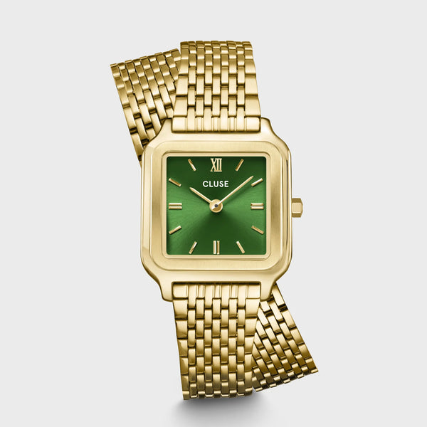 Reloj Cluse Gracieuse Petite Doble Acero, Verde Bosque, Color Dorado CW11811