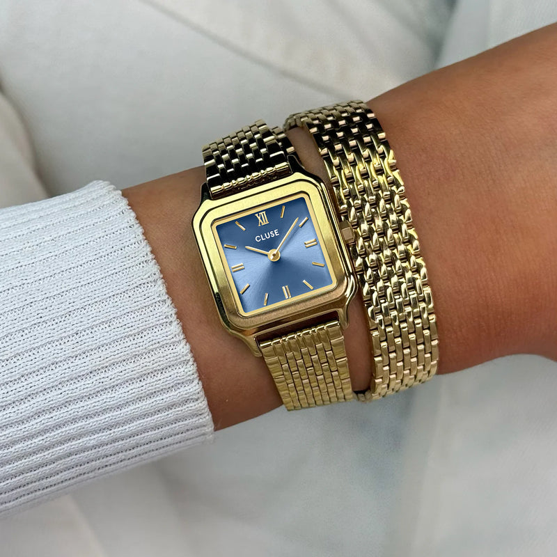 Reloj Cluse Gracieuse Petite Doble Acero, Azul Cianita, Color Dorado CW11816