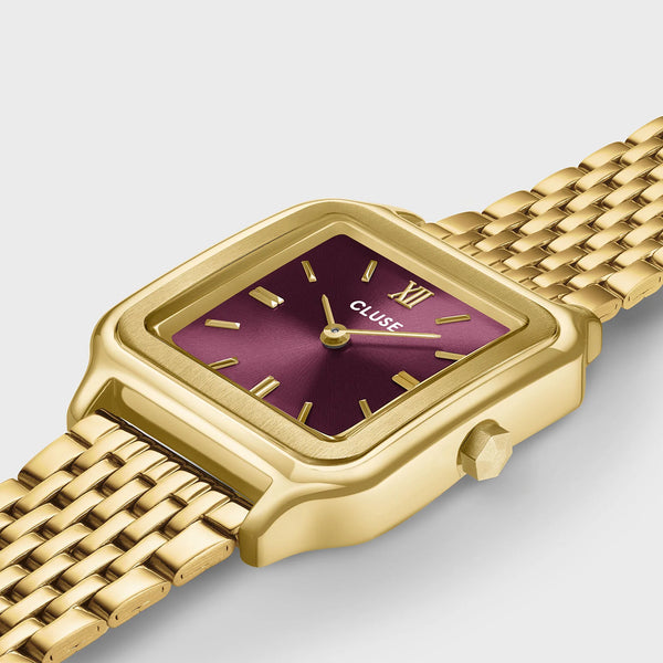 Reloj Cluse Gracieuse Doble Acero, Vino, Color Oro CW11910