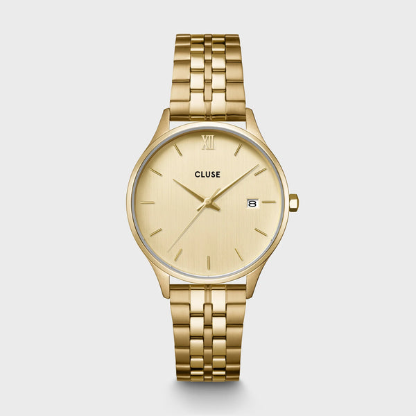 Reloj Cluse Minuit Date de acero, color oro completo CW14301
