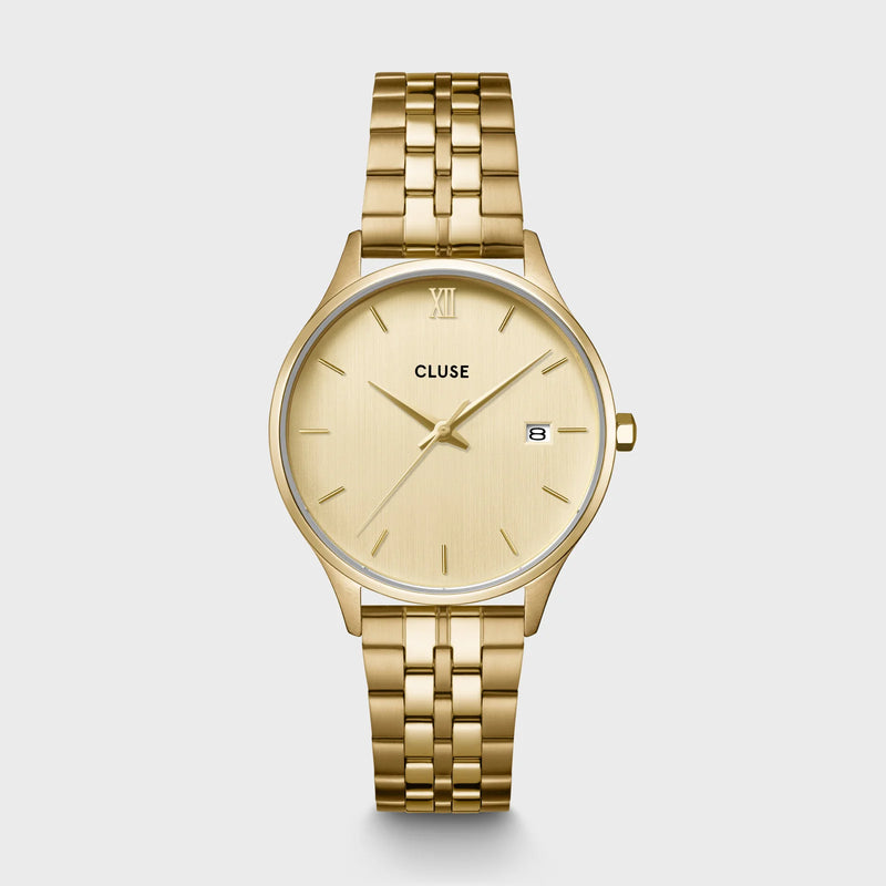 Reloj Cluse Minuit Date de acero, color oro completo CW14301