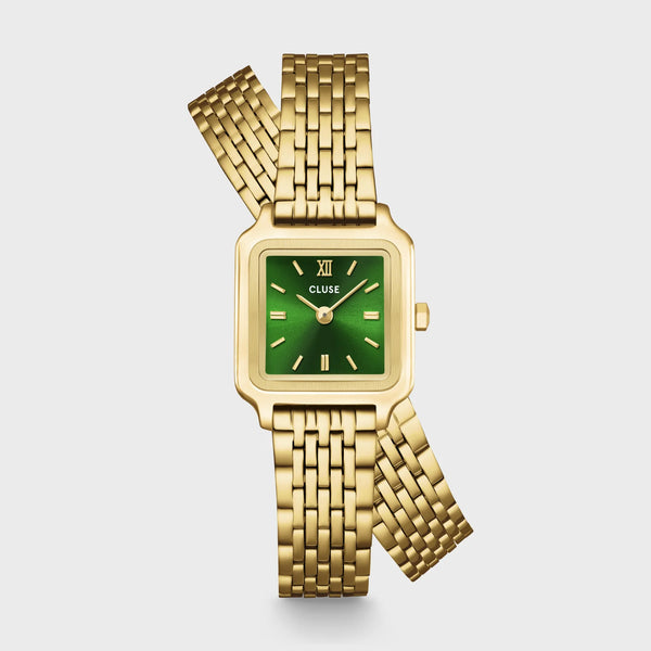 Reloj Cluse Mini Gracieuse Doble Acero, Verde Bosque, Color Dorado CW15504