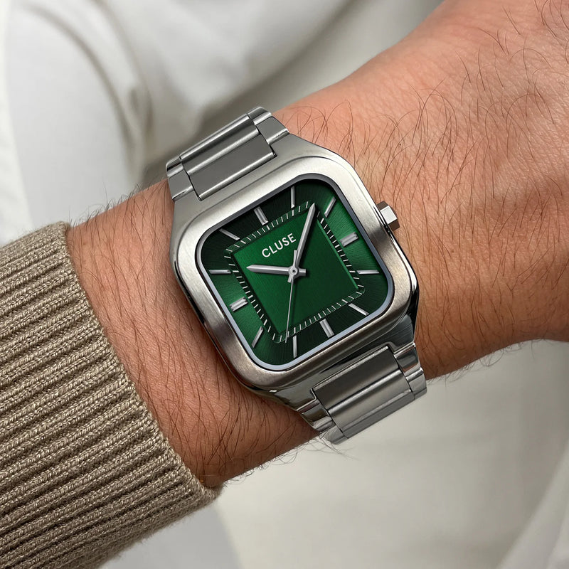 Reloj Cluse Quadrus Acero, Verde, Color Plata CW25702