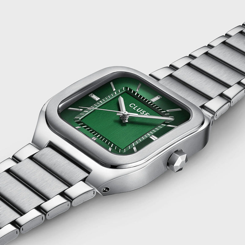 Reloj Cluse Quadrus Acero, Verde, Color Plata CW25702