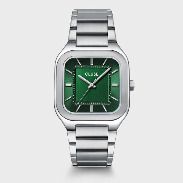 Reloj Cluse Quadrus Acero, Verde, Color Plata CW25702