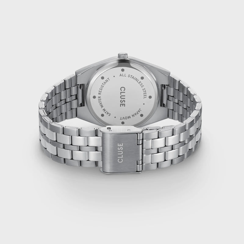 Reloj Cluse retro de los años 70 de acero, verde salvia, color plateado CW35103