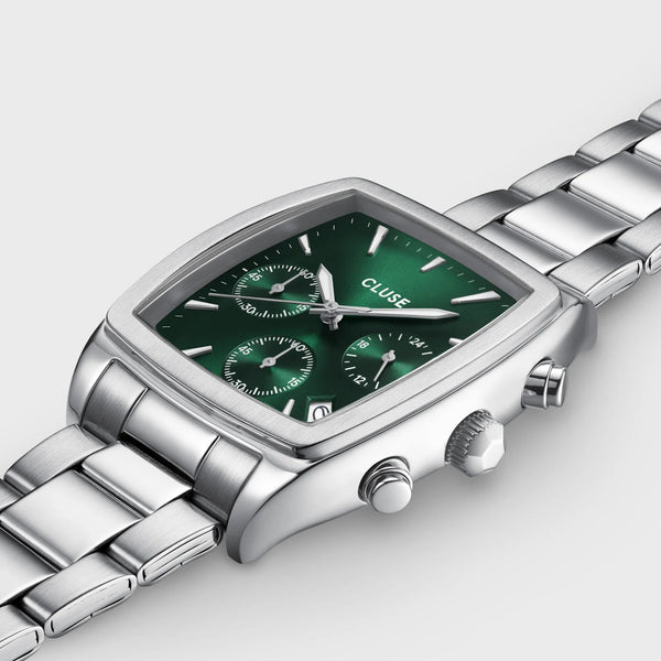 Reloj Cluse Quartaut Chrono Acero, Verde, Color Plata CW52002