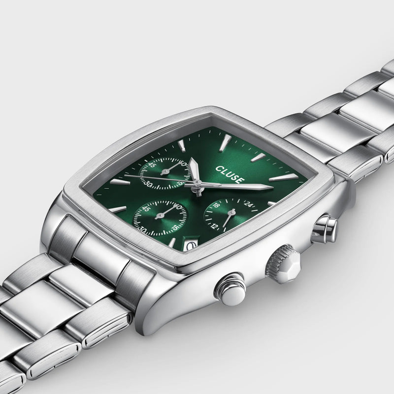 Reloj Cluse Quartaut Chrono Acero, Verde, Color Plata CW52002