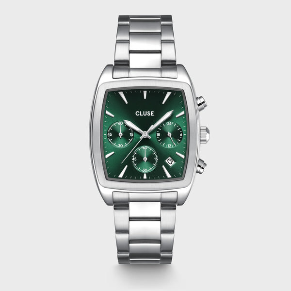 Reloj Cluse Quartaut Chrono Acero, Verde, Color Plata CW52002