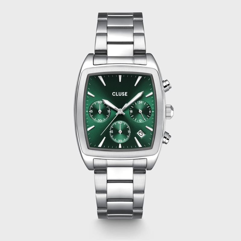 Reloj Cluse Quartaut Chrono Acero, Verde, Color Plata CW52002