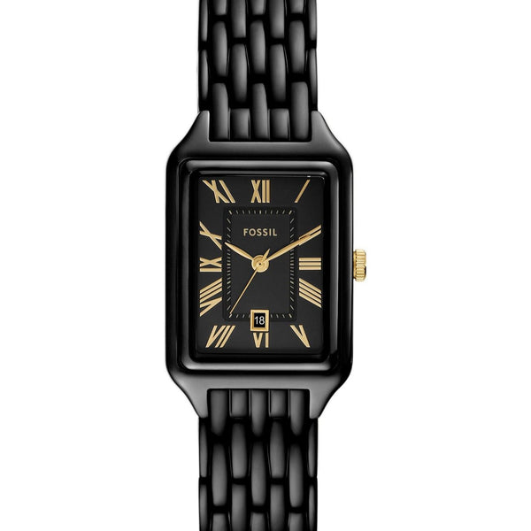 Reloj Fossil Raquel de acero inoxidable negro con tres agujas y fecha ES5385