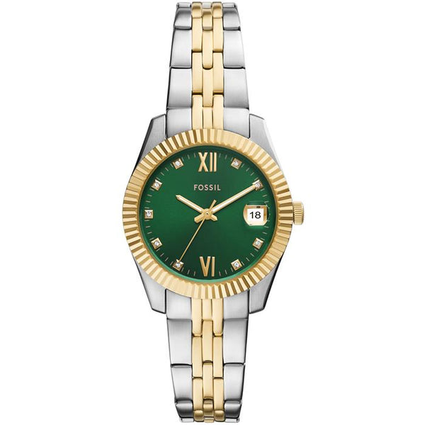 Reloj Fossil Scarlette Mini Plateado, Dorado y Verde Analógico Mujer ES5388