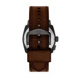 Fossil Reloj Machine Hombre LCD Acero Inoxidable 41 mm Negro con Correa de Cuero Marrón FS6165