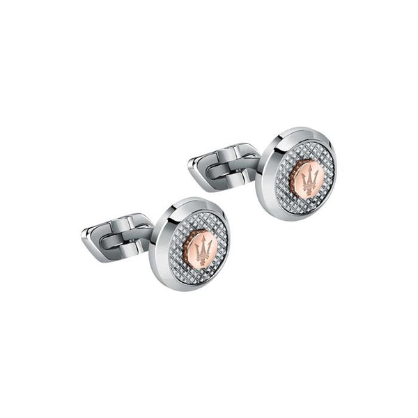 Gemelos Maserati Circulares Acero Inoxidable Plateado y Rosado JM223ATK20