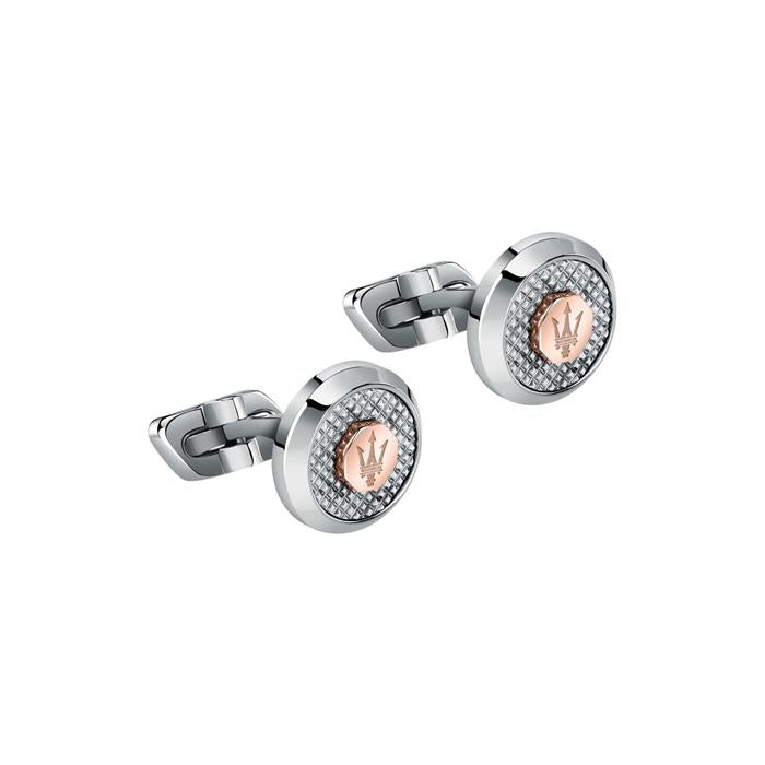 Gemelos Maserati Circulares Acero Inoxidable Plateado y Rosado JM223ATK20