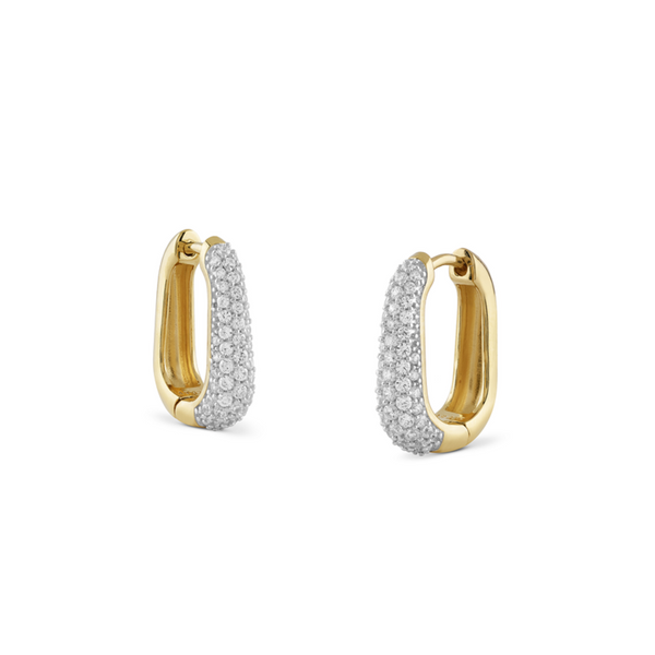 Pendientes Guess Nuances Aro Cuadrado Plata Baño Oro y Circonitas Blancas JSBE04499JWYGT-U