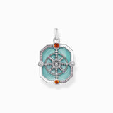 Colgante Thomas Sabo PE961-340-7 Wheel of Karma en color turquesa con piedras de colores, plata