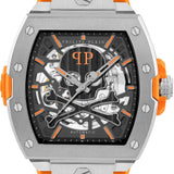 Reloj de hombre The $keleton PWJFA1225 automático de silicona y correa naranja