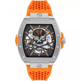 Reloj de hombre The $keleton PWJFA1225 automático de silicona y correa naranja