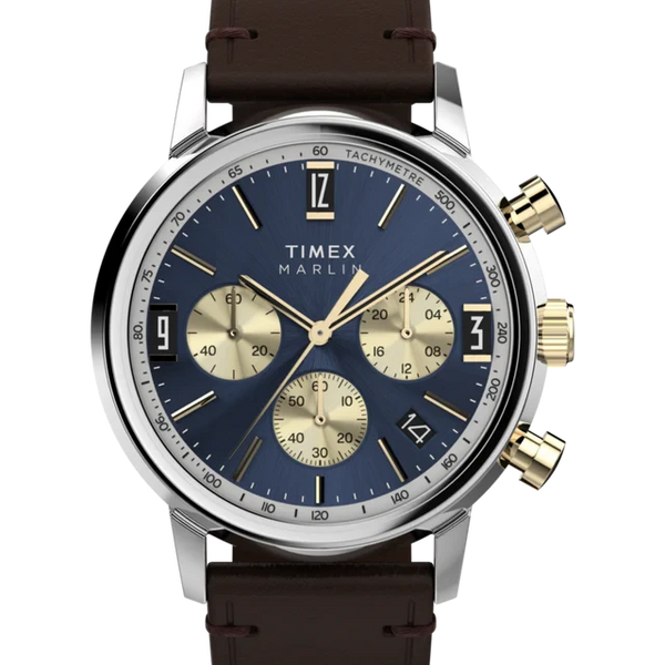 Reloj con correa de cuero TIMEX Marlin® Chronograph Tachymeter 40mm TW2W60400