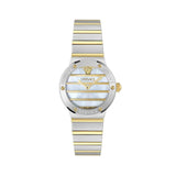 Reloj Versace de mujer Greca logo pearl VE0S00325 B2 de acero y correa plateada/gris