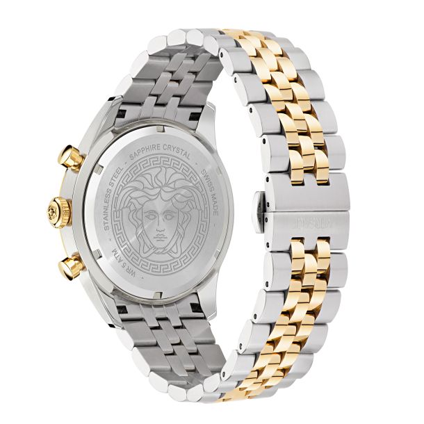 Reloj Versace Chrono Master Esfera Verde Brazalete de Acero Inoxidable Bicolor 44mm - VE8R00524