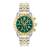 Reloj Versace Chrono Master Esfera Verde Brazalete de Acero Inoxidable Bicolor 44mm - VE8R00524