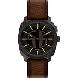 Fossil Reloj Machine Hombre LCD Acero Inoxidable 41 mm Negro con Correa de Cuero Marrón FS6165