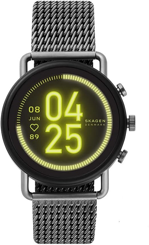 Reloj Skagen inteligente SKT5200 con pantalla táctil de acero inoxidable Falster 3 con altavoz, notificaciones de frecuencia cardíaca, NFC y teléfono inteliGente