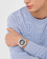 Philipp Plein Reloj de hombre The $kull PWAAA2725 de acero y correa plateada/gris