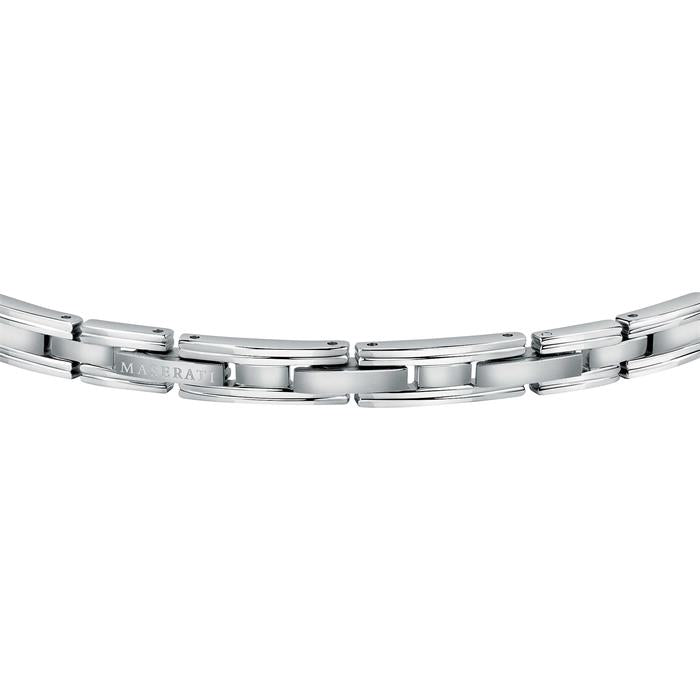 Pulsera MASERATI Hombre Acero Inoxidable Plateado y Azul Cerámica JM420ATK03
