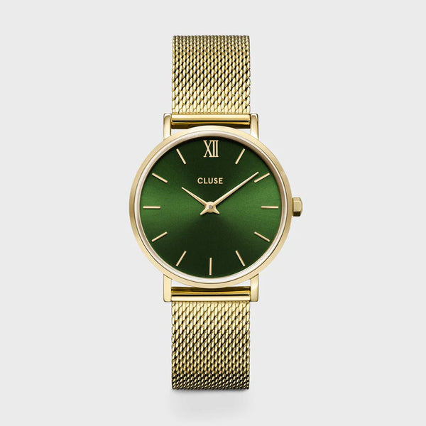Reloj Cluse Malla Minuit, verde, color dorado CW10206