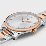 Reloj Cluse Féroce Acero, Blanco, Rosa Oro/Color Plata CW11104